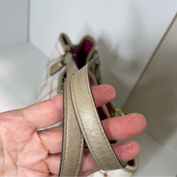 Coach F19176 Peyton Tattersall Plaid Satchel Tote Coated Canvas Ivory Multi H013 - Picture 8 of 16